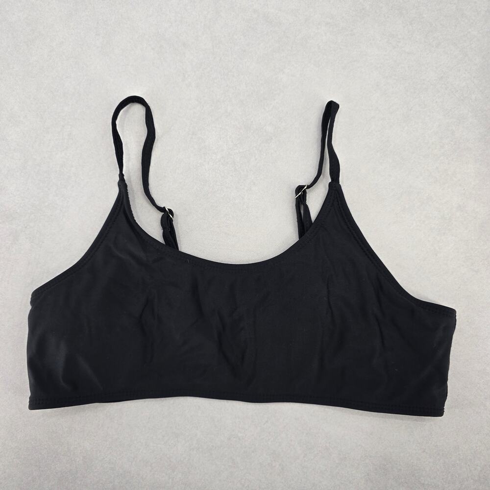 Black Padded Y2K Classic Pull On Swim Sports Bra Beach Bikini Top‎ M Medium
